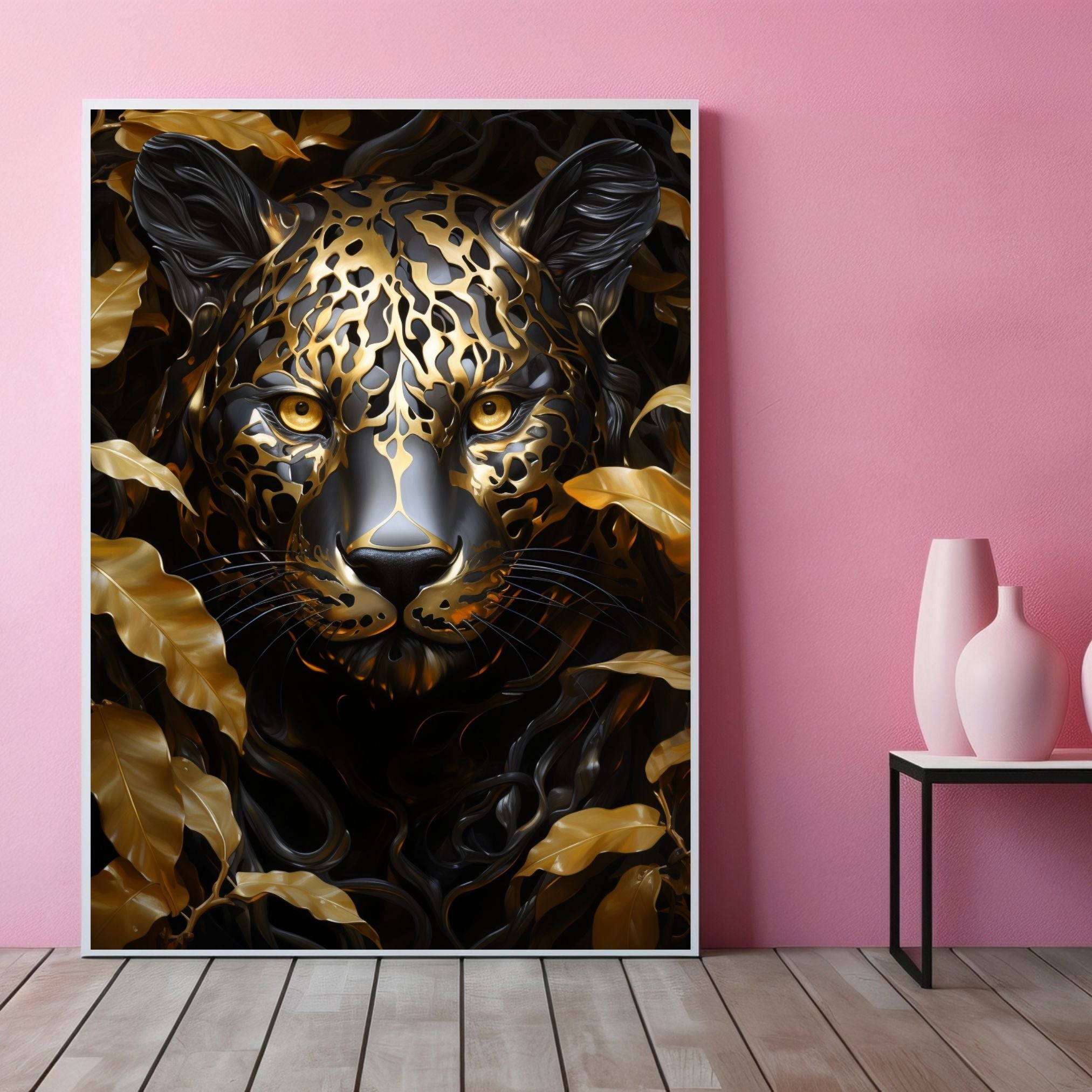"LEOPARD IN GOLDEN SHADOWS"