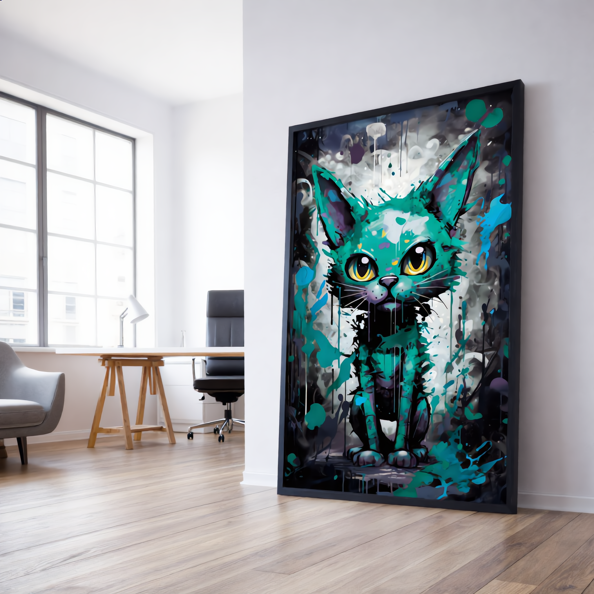 "URBAN CAT IN GREEN"